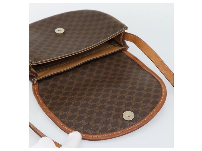 Céline Borsa a Spalla CELINE Macadam Canvas PVC Pelle Marrone Oro Auth 187770 D'oro - vista 17