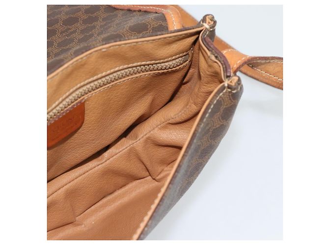 Céline Borsa a Spalla CELINE Macadam Canvas PVC Pelle Marrone Oro Auth 187770 D'oro - vista 19