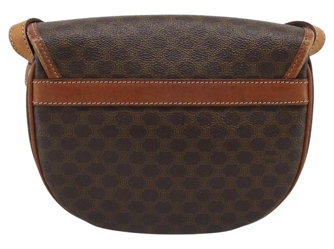Céline Borsa a Spalla CELINE Macadam Canvas PVC Pelle Marrone Oro Auth 187770 D'oro - vista 2