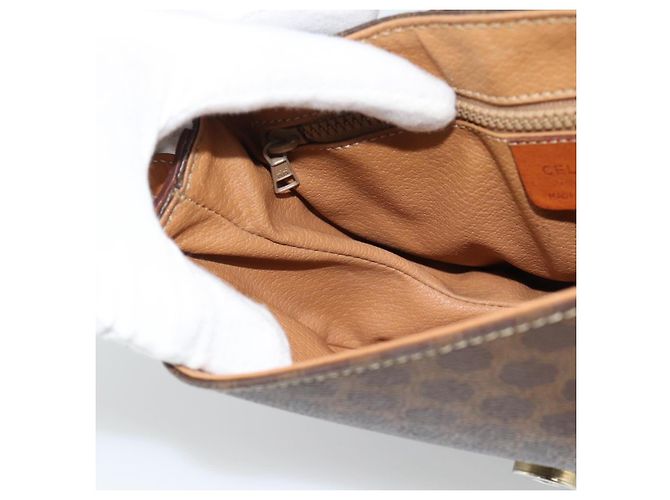 Céline Borsa a Spalla CELINE Macadam Canvas PVC Pelle Marrone Oro Auth 187770 D'oro - vista 20