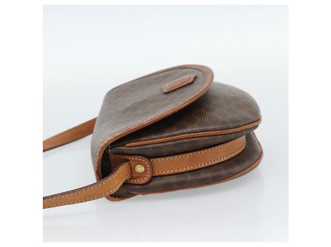Céline Borsa a Spalla CELINE Macadam Canvas PVC Pelle Marrone Oro Auth 187770 D'oro - vista 3