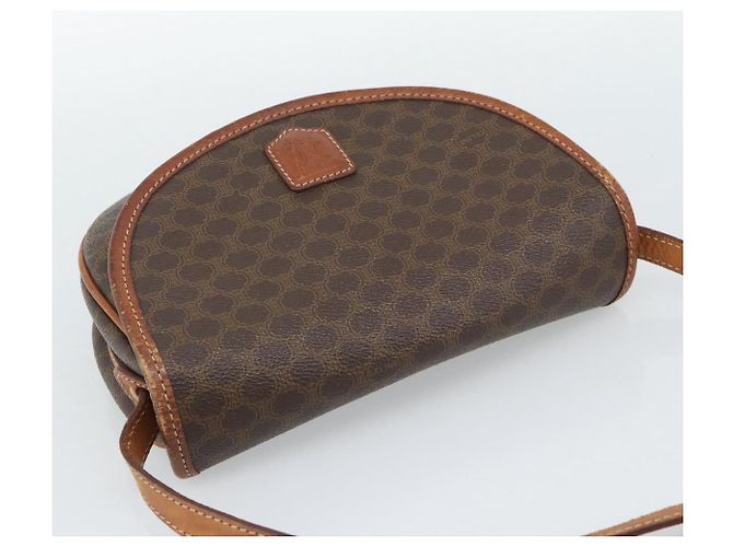 Céline Borsa a Spalla CELINE Macadam Canvas PVC Pelle Marrone Oro Auth 187770 D'oro - vista 6