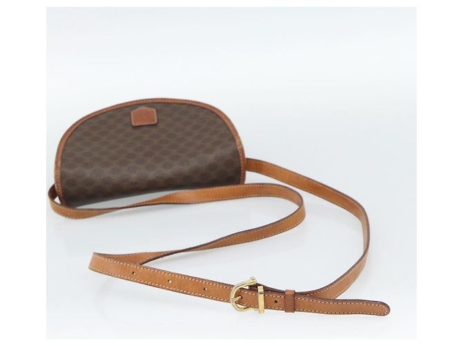 Céline Borsa a Spalla CELINE Macadam Canvas PVC Pelle Marrone Oro Auth 187770 D'oro - vista 7