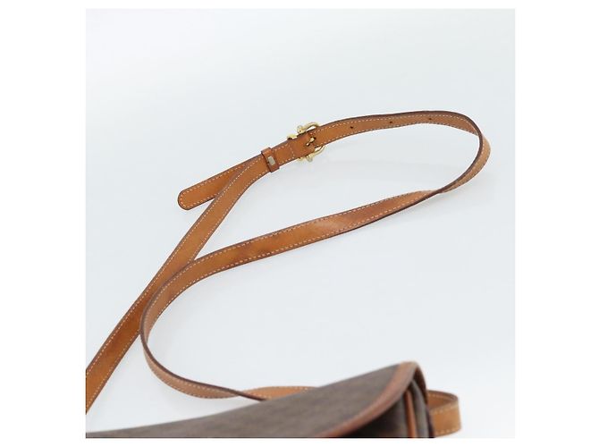 Céline Borsa a Spalla CELINE Macadam Canvas PVC Pelle Marrone Oro Auth 187770 D'oro - vista 8