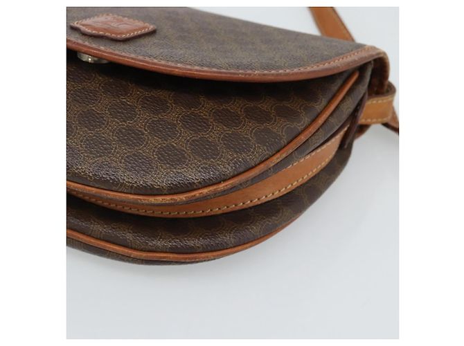Céline Borsa a Spalla CELINE Macadam Canvas PVC Pelle Marrone Oro Auth 187770 D'oro - vista 9