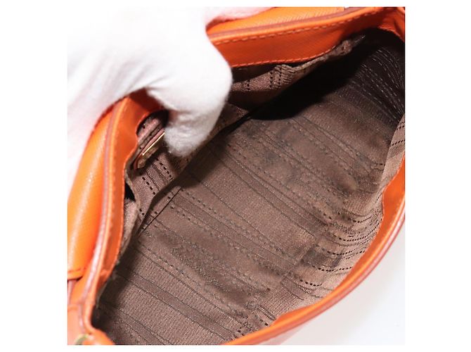 Borsa a tracolla Salvatore Ferragamo Gancini in catena di pelle arancione e oro Auth 185560 - vista 11