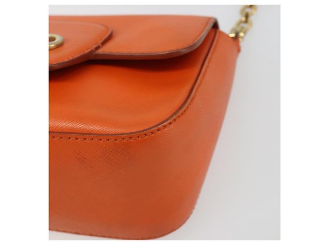 Borsa a tracolla Salvatore Ferragamo Gancini in catena di pelle arancione e oro Auth 185560 - vista 15