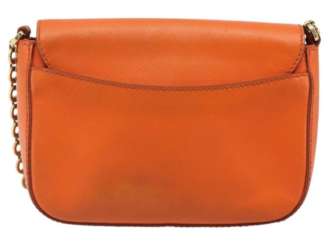 Borsa a tracolla Salvatore Ferragamo Gancini in catena di pelle arancione e oro Auth 185560 - vista 2