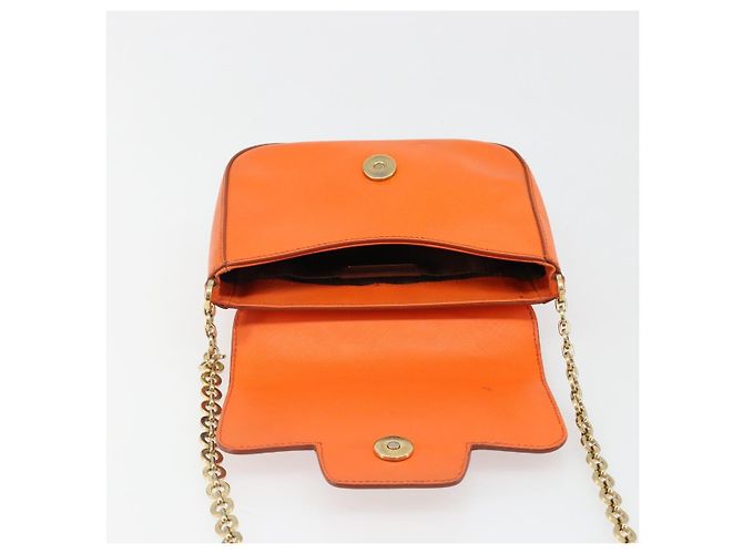Borsa a tracolla Salvatore Ferragamo Gancini in catena di pelle arancione e oro Auth 185560 - vista 20