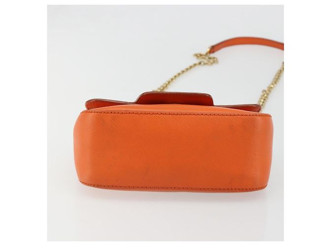 Borsa a tracolla Salvatore Ferragamo Gancini in catena di pelle arancione e oro Auth 185560 - vista 5