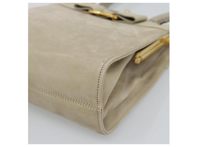 Borsa Salvatore Ferragamo Vala in scamosciato beige oro Auth ka4791 D'oro - vista 10