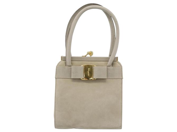 Borsa Salvatore Ferragamo Vala in scamosciato beige oro Auth ka4791 D'oro - vista 13