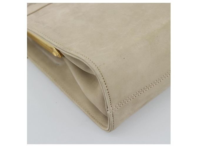 Borsa Salvatore Ferragamo Vala in scamosciato beige oro Auth ka4791 D'oro - vista 16