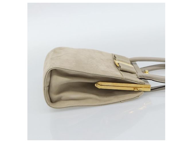 Borsa Salvatore Ferragamo Vala in scamosciato beige oro Auth ka4791 D'oro - vista 4