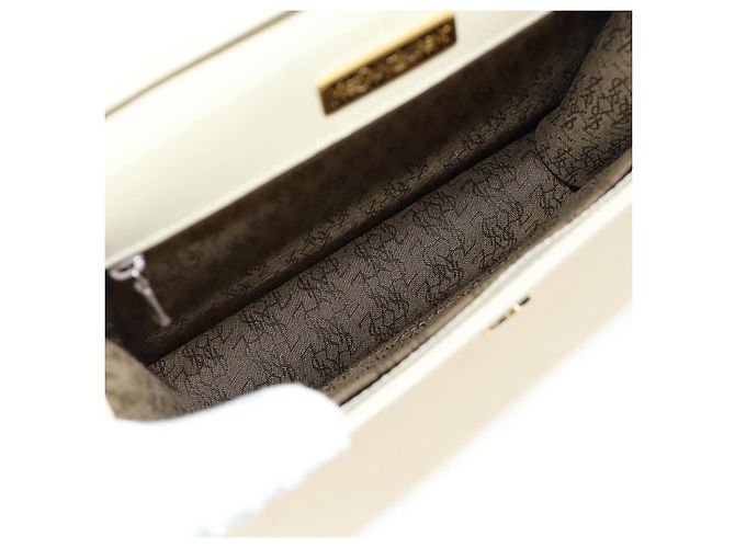 Bolsa de Ombro SAINT LAURENT YSL em Couro Marfim Ouro Auth am11905V Dourado Cru - vista 12