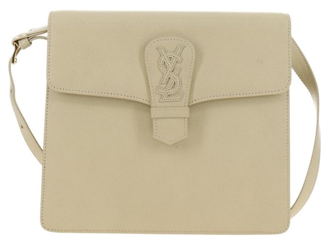 Bolsa de Ombro SAINT LAURENT YSL em Couro Marfim Ouro Auth am11905V Dourado Cru - vista 13