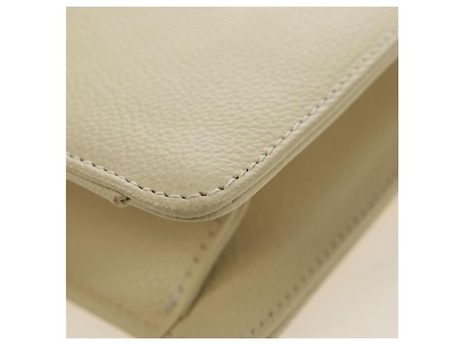 Bolsa de Ombro SAINT LAURENT YSL em Couro Marfim Ouro Auth am11905V Dourado Cru - vista 16