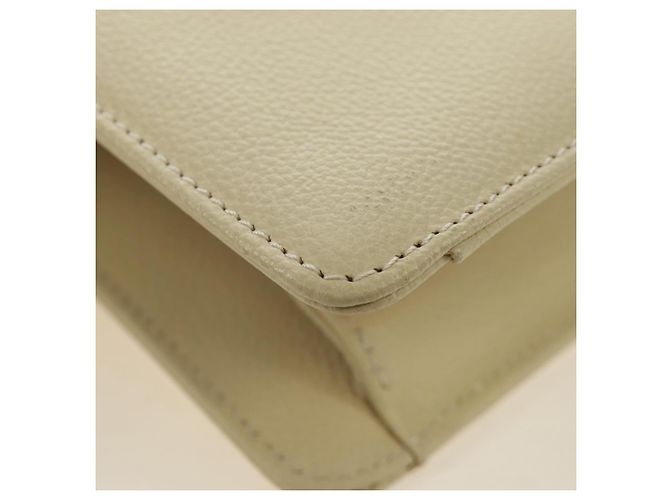 Bolsa de Ombro SAINT LAURENT YSL em Couro Marfim Ouro Auth am11905V Dourado Cru - vista 17