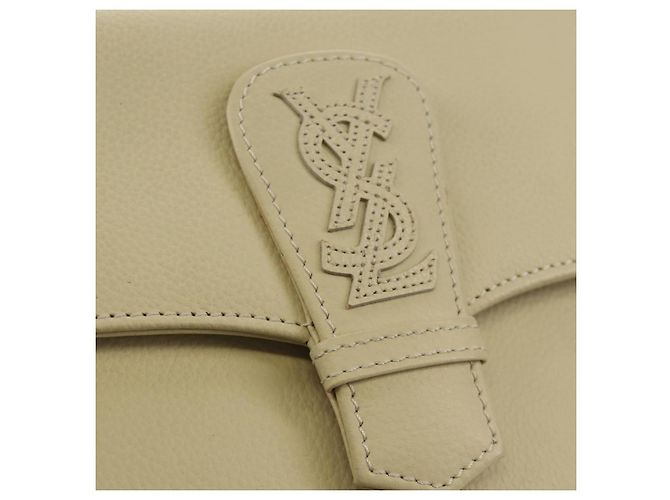 Bolsa de Ombro SAINT LAURENT YSL em Couro Marfim Ouro Auth am11905V Dourado Cru - vista 19