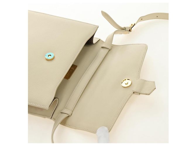 Bolsa de Ombro SAINT LAURENT YSL em Couro Marfim Ouro Auth am11905V Dourado Cru - vista 20