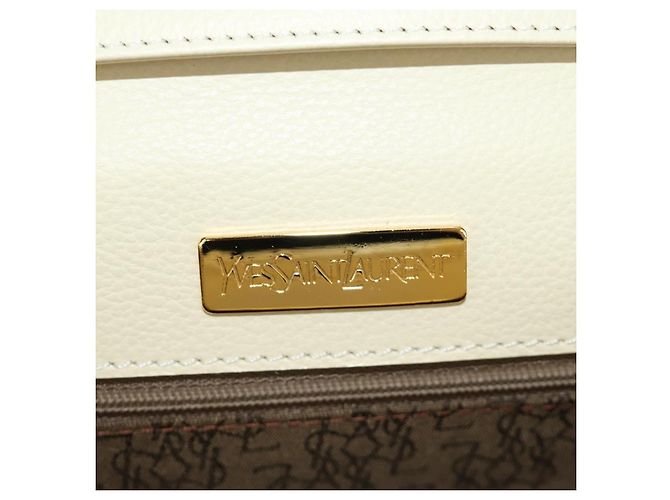 Bolsa de Ombro SAINT LAURENT YSL em Couro Marfim Ouro Auth am11905V Dourado Cru - vista 23