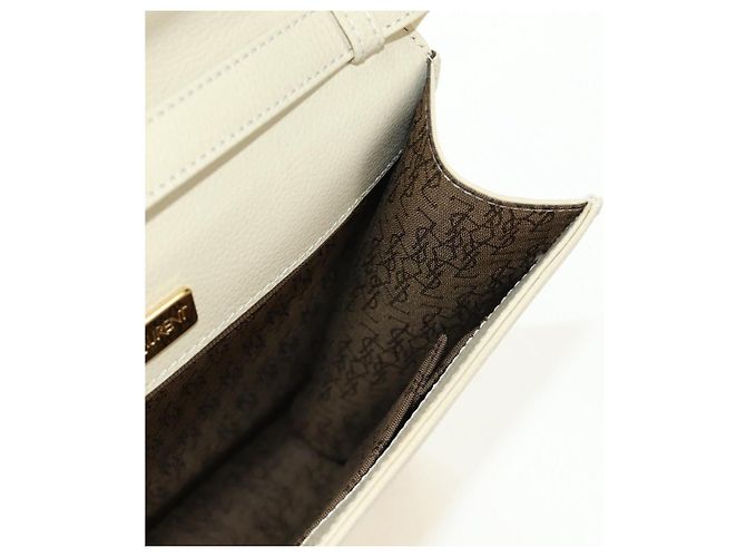 Bolsa de Ombro SAINT LAURENT YSL em Couro Marfim Ouro Auth am11905V Dourado Cru - vista 24