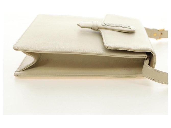 Bolsa de Ombro SAINT LAURENT YSL em Couro Marfim Ouro Auth am11905V Dourado Cru - vista 5