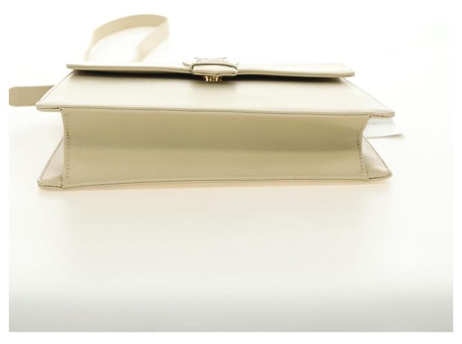 Bolsa de Ombro SAINT LAURENT YSL em Couro Marfim Ouro Auth am11905V Dourado Cru - vista 7