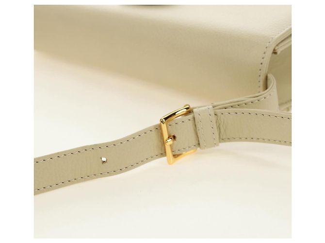Bolsa de Ombro SAINT LAURENT YSL em Couro Marfim Ouro Auth am11905V Dourado Cru - vista 9