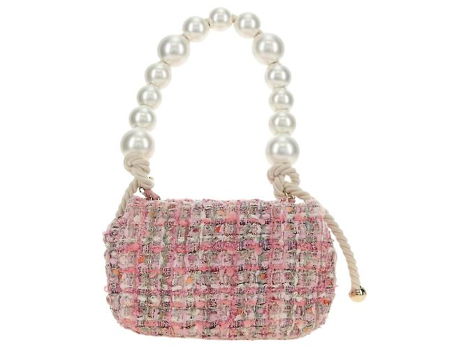 CHANEL Borsa a Spalla con Catena Tweed 2way Pink Gold CC Auth 185316M Rosa D'oro - vista 2