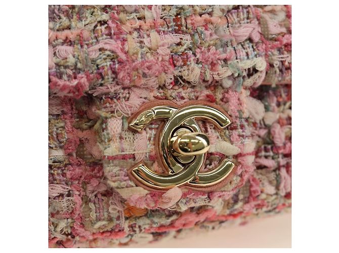 CHANEL Borsa a Spalla con Catena Tweed 2way Pink Gold CC Auth 185316M Rosa D'oro - vista 24