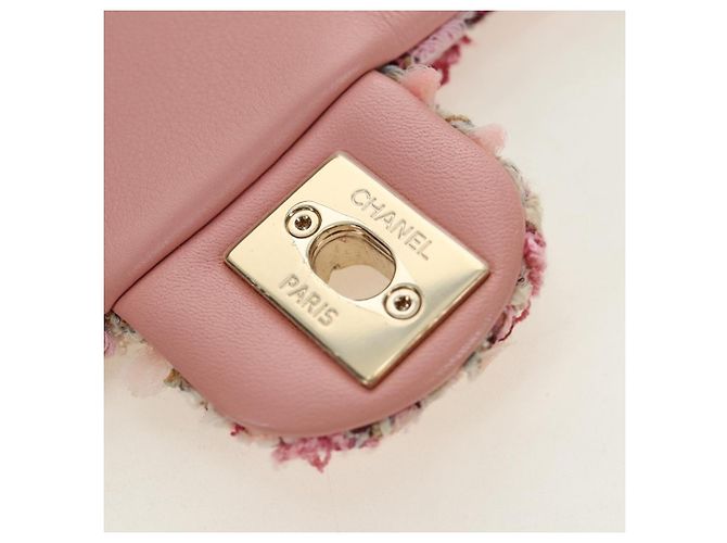 CHANEL Borsa a Spalla con Catena Tweed 2way Pink Gold CC Auth 185316M Rosa D'oro - vista 26