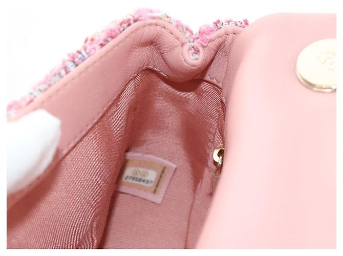 CHANEL Borsa a Spalla con Catena Tweed 2way Pink Gold CC Auth 185316M Rosa D'oro - vista 29