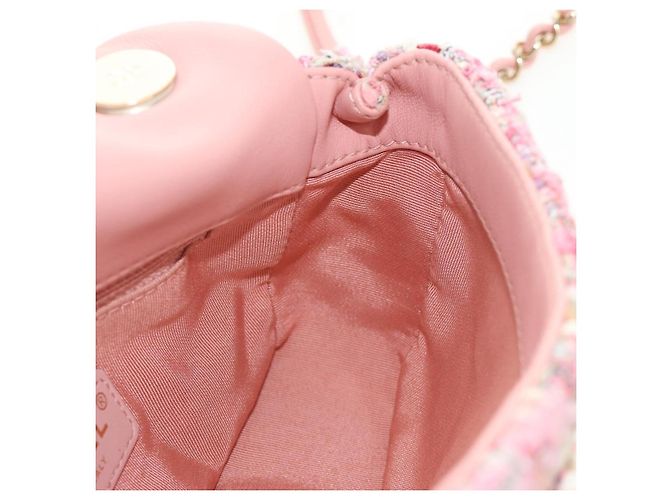 CHANEL Borsa a Spalla con Catena Tweed 2way Pink Gold CC Auth 185316M Rosa D'oro - vista 30