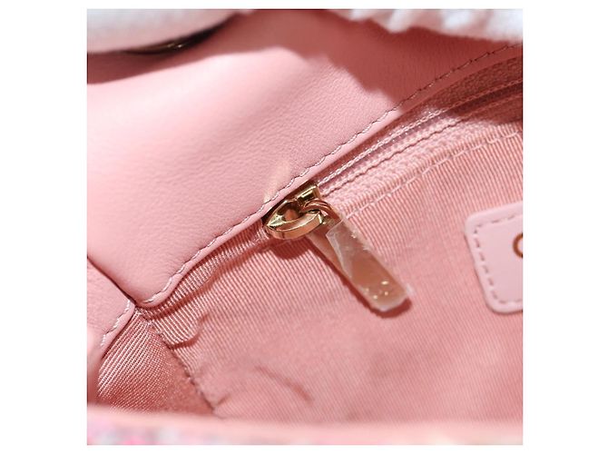 CHANEL Borsa a Spalla con Catena Tweed 2way Pink Gold CC Auth 185316M Rosa D'oro - vista 31