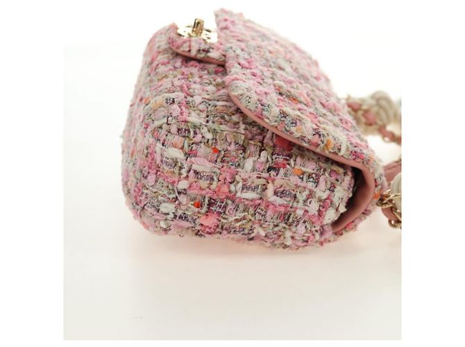 CHANEL Borsa a Spalla con Catena Tweed 2way Pink Gold CC Auth 185316M Rosa D'oro - vista 4