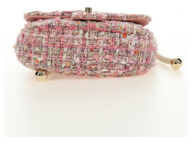 CHANEL Borsa a Spalla con Catena Tweed 2way Pink Gold CC Auth 185316M Rosa D'oro - vista 5
