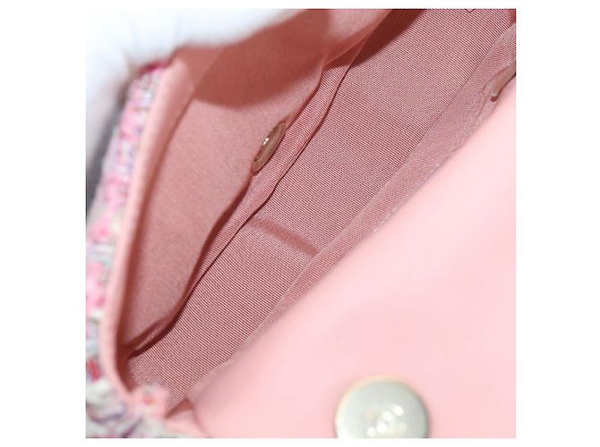 CHANEL Borsa a Spalla con Catena Tweed 2way Pink Gold CC Auth 185316M Rosa D'oro - vista 9