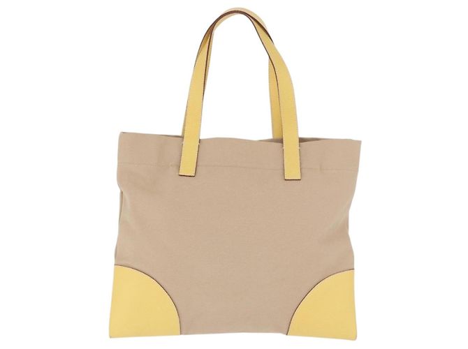 PRADA Tote Bag Canvas Beige Silber Auth 187781A - Ansicht 2