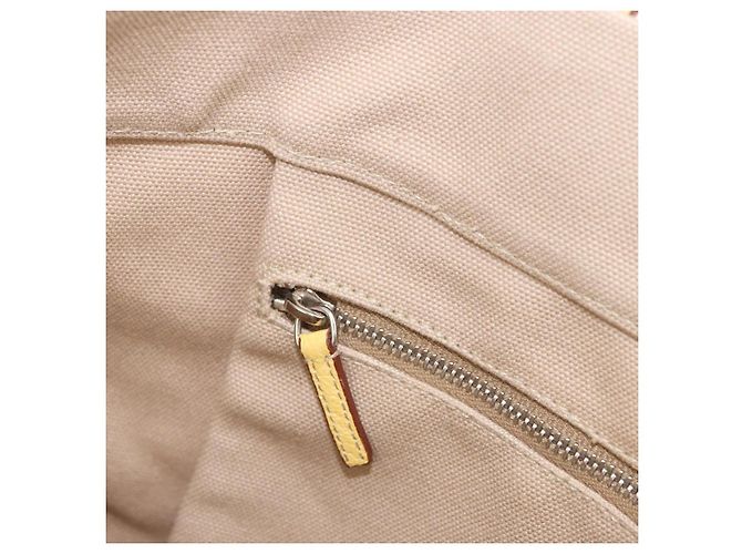 PRADA Tote Bag Canvas Beige Silber Auth 187781A - Ansicht 21