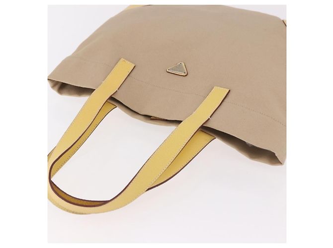 PRADA Tote Bag Canvas Beige Silber Auth 187781A - Ansicht 6