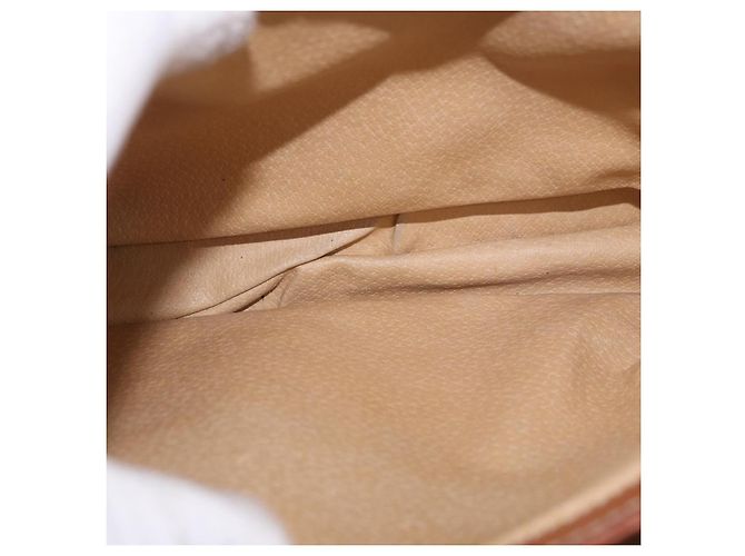 Céline Borsa CELINE Macadam Canvas PVC Pelle Marrone Oro Auth 186847 D'oro - vista 11