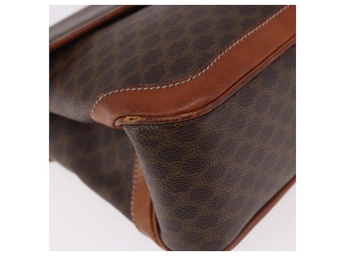 Céline Borsa CELINE Macadam Canvas PVC Pelle Marrone Oro Auth 186847 D'oro - vista 15