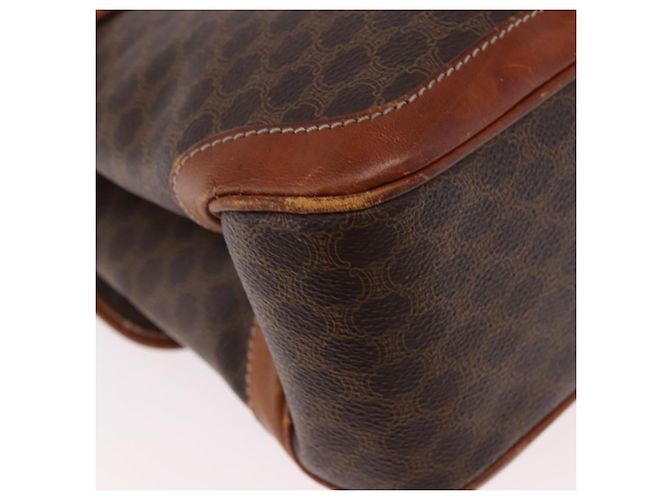 Céline Borsa CELINE Macadam Canvas PVC Pelle Marrone Oro Auth 186847 D'oro - vista 16