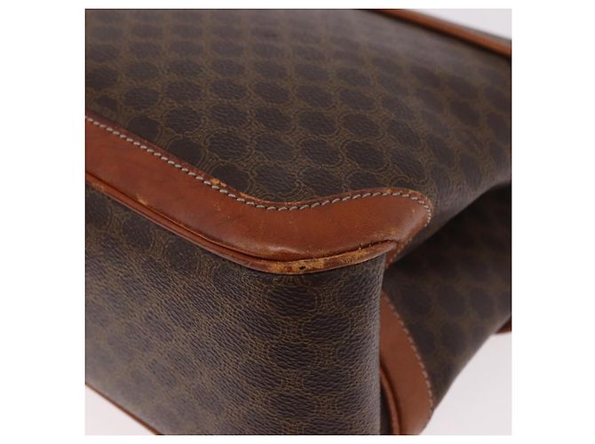 Céline Borsa CELINE Macadam Canvas PVC Pelle Marrone Oro Auth 186847 D'oro - vista 17