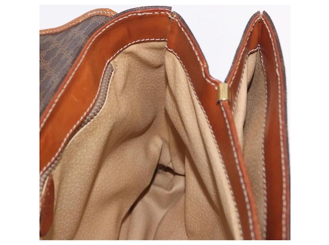 Céline Borsa CELINE Macadam Canvas PVC Pelle Marrone Oro Auth 186847 D'oro - vista 20