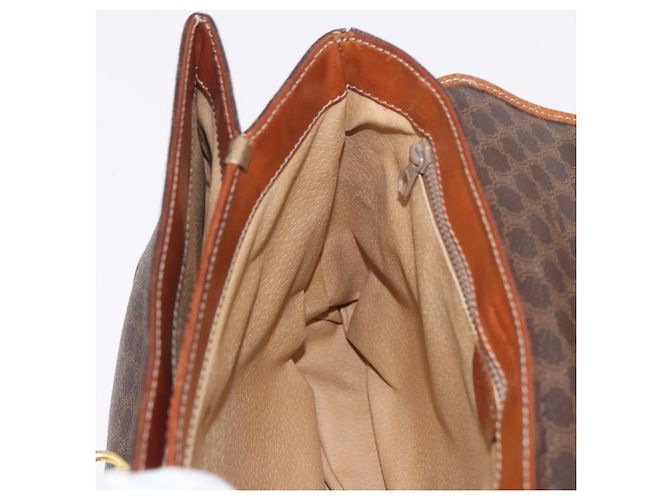 Céline Borsa CELINE Macadam Canvas PVC Pelle Marrone Oro Auth 186847 D'oro - vista 21