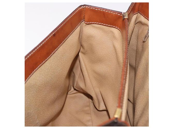 Céline Borsa CELINE Macadam Canvas PVC Pelle Marrone Oro Auth 186847 D'oro - vista 23