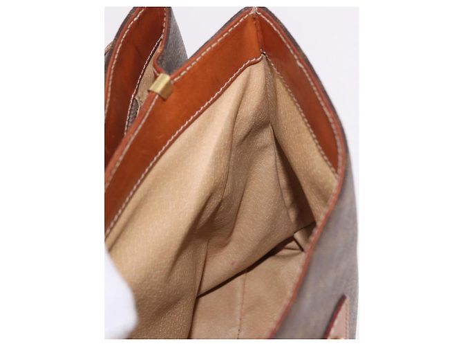 Céline Borsa CELINE Macadam Canvas PVC Pelle Marrone Oro Auth 186847 D'oro - vista 24