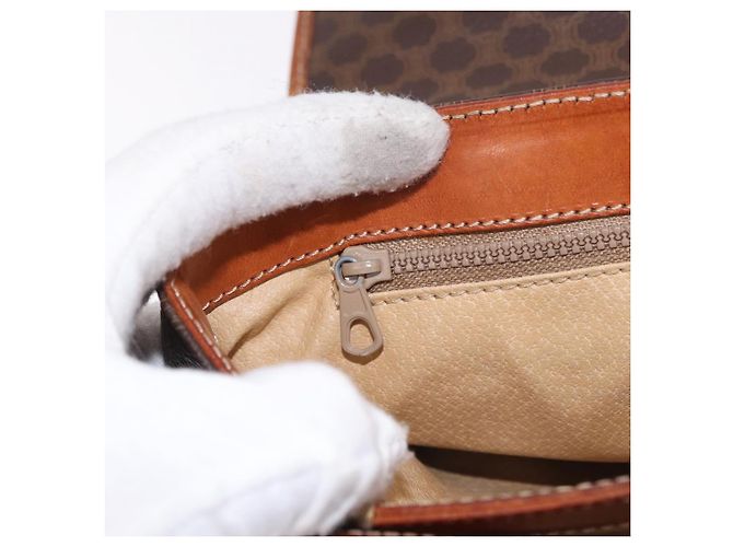 Céline Borsa CELINE Macadam Canvas PVC Pelle Marrone Oro Auth 186847 D'oro - vista 25